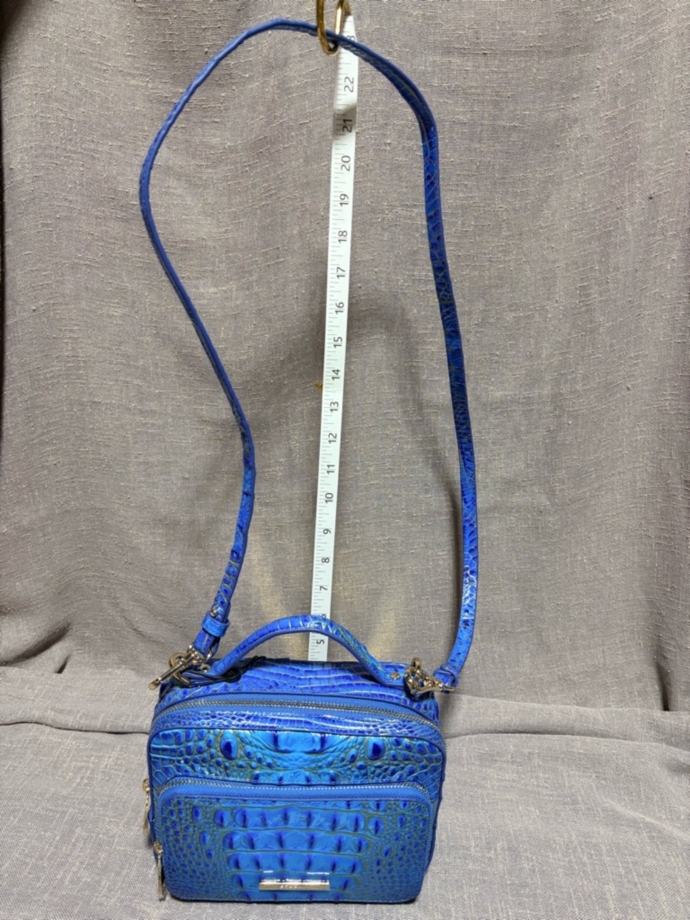 Brahmin Blue Croc-Embossed Top-Handle Crossbody Bag - Picture 4 of 12